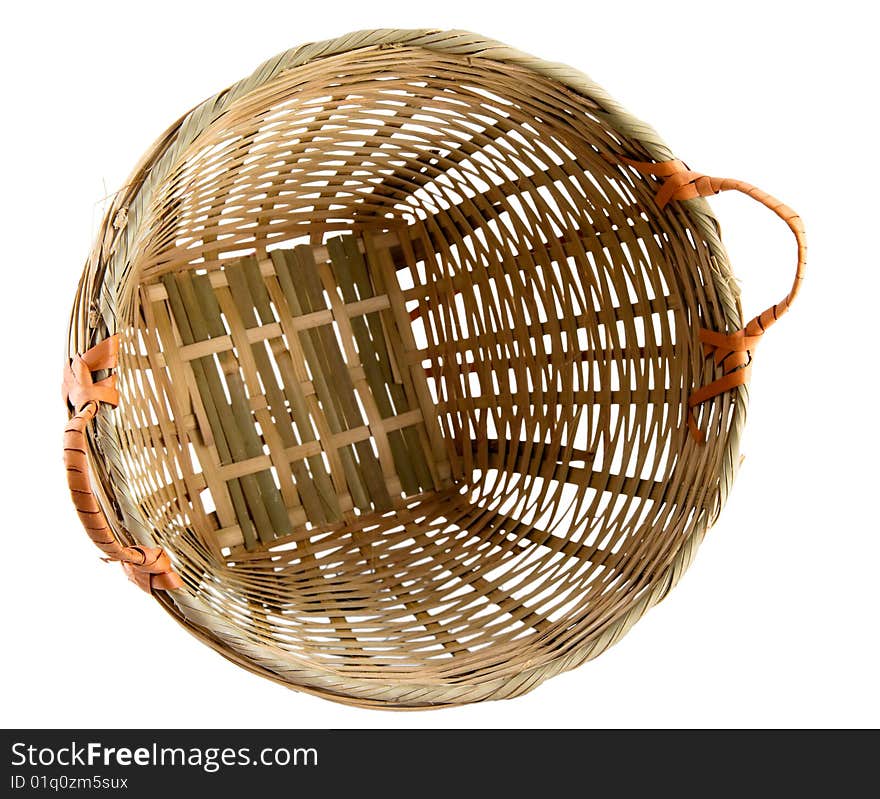 Still life of a rattan basket isolated on white background with clipping path. Still life of a rattan basket isolated on white background with clipping path