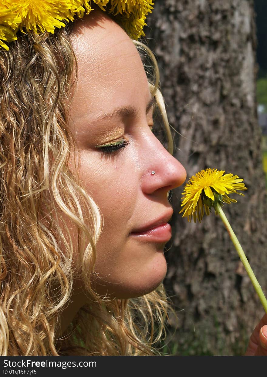 Curly Girl And Dandelion