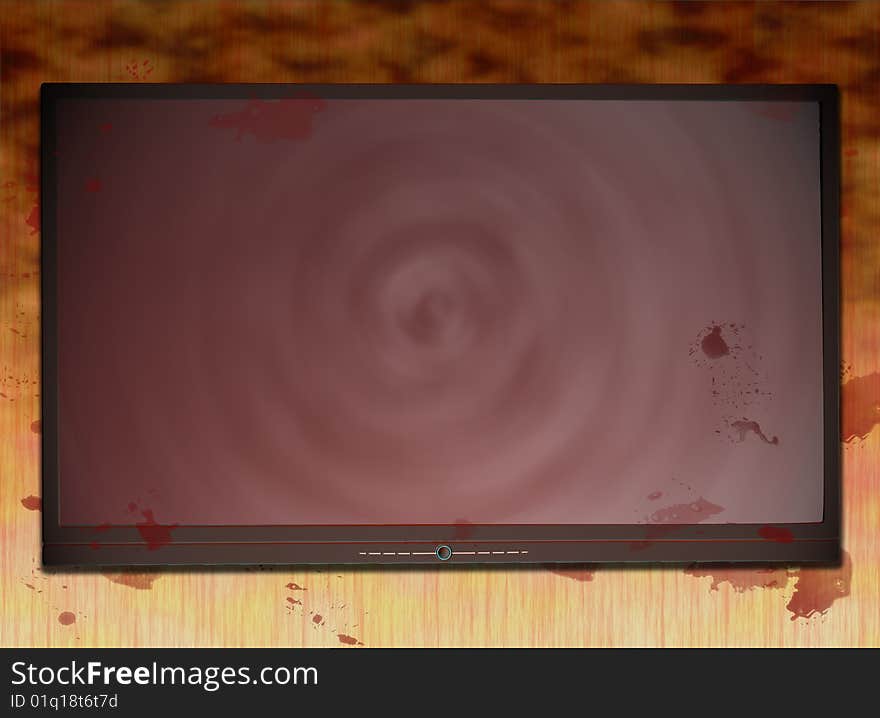 Horror theme template featuring a bloodstained television set. Horror theme template featuring a bloodstained television set