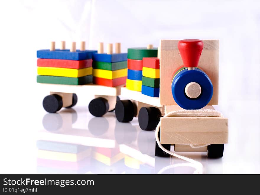 Wooden toy, steam locomotive