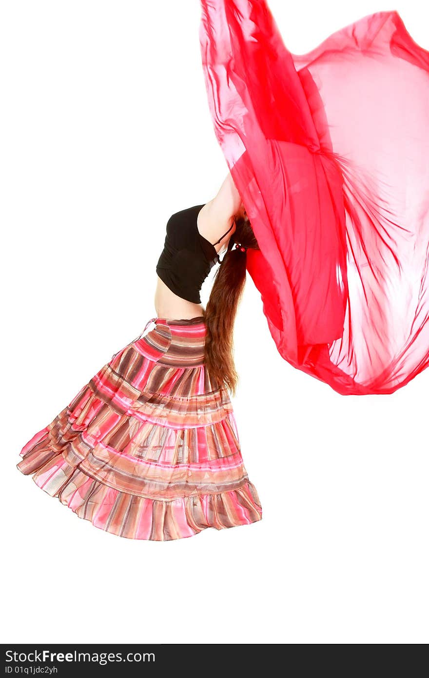 Girl Dancing With Red Scarf