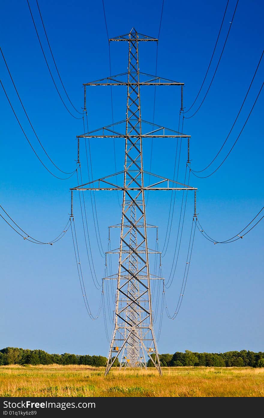 High voltage electricity pylon and the sky