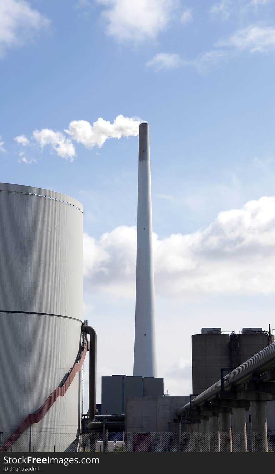 Smoke stack Large with smoke and blue sky, industrial plant . Smoke stack Large with smoke and blue sky, industrial plant