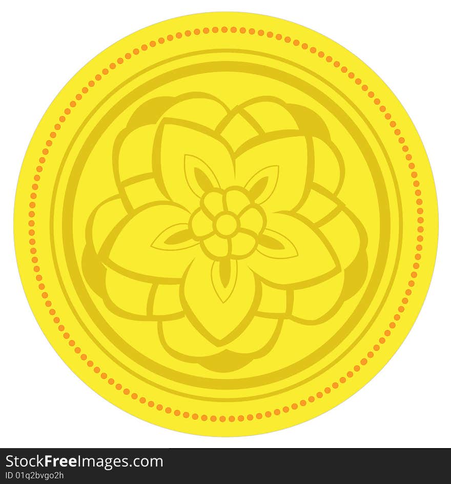 Flower on the yellow circle background