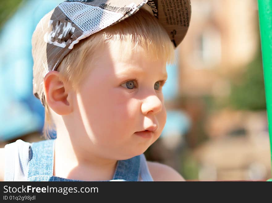 The boy on walk in the spring. The boy on walk in the spring