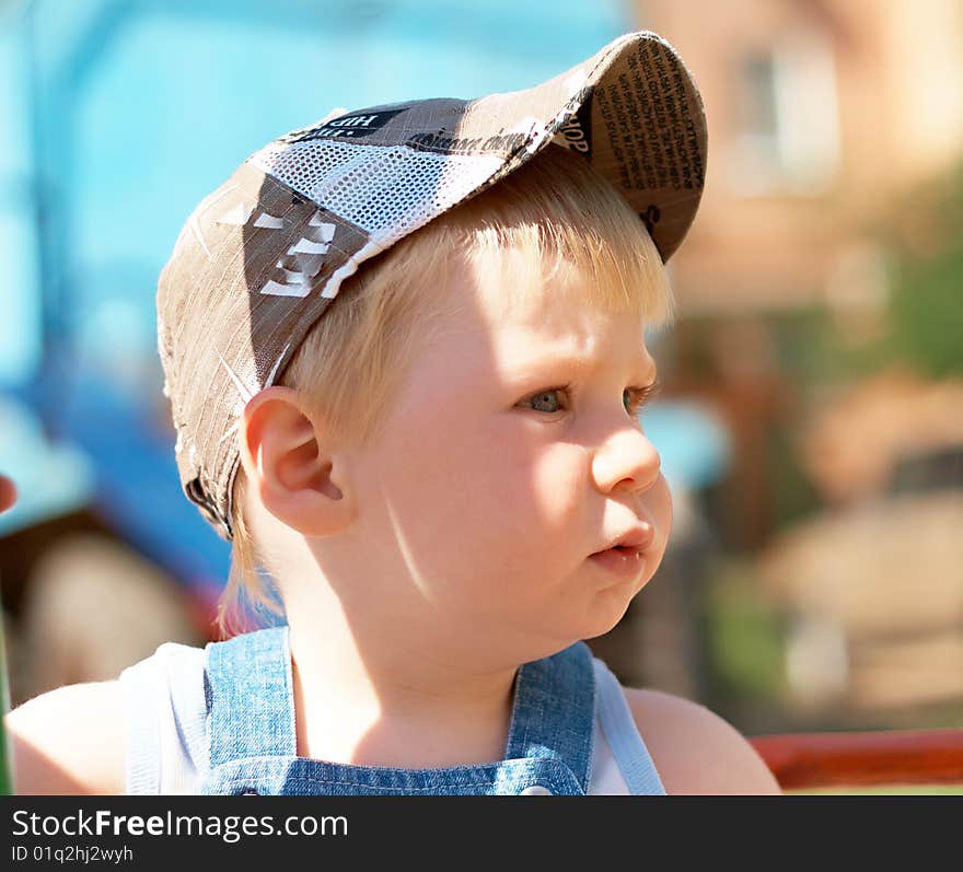 The boy on walk in the spring. The boy on walk in the spring