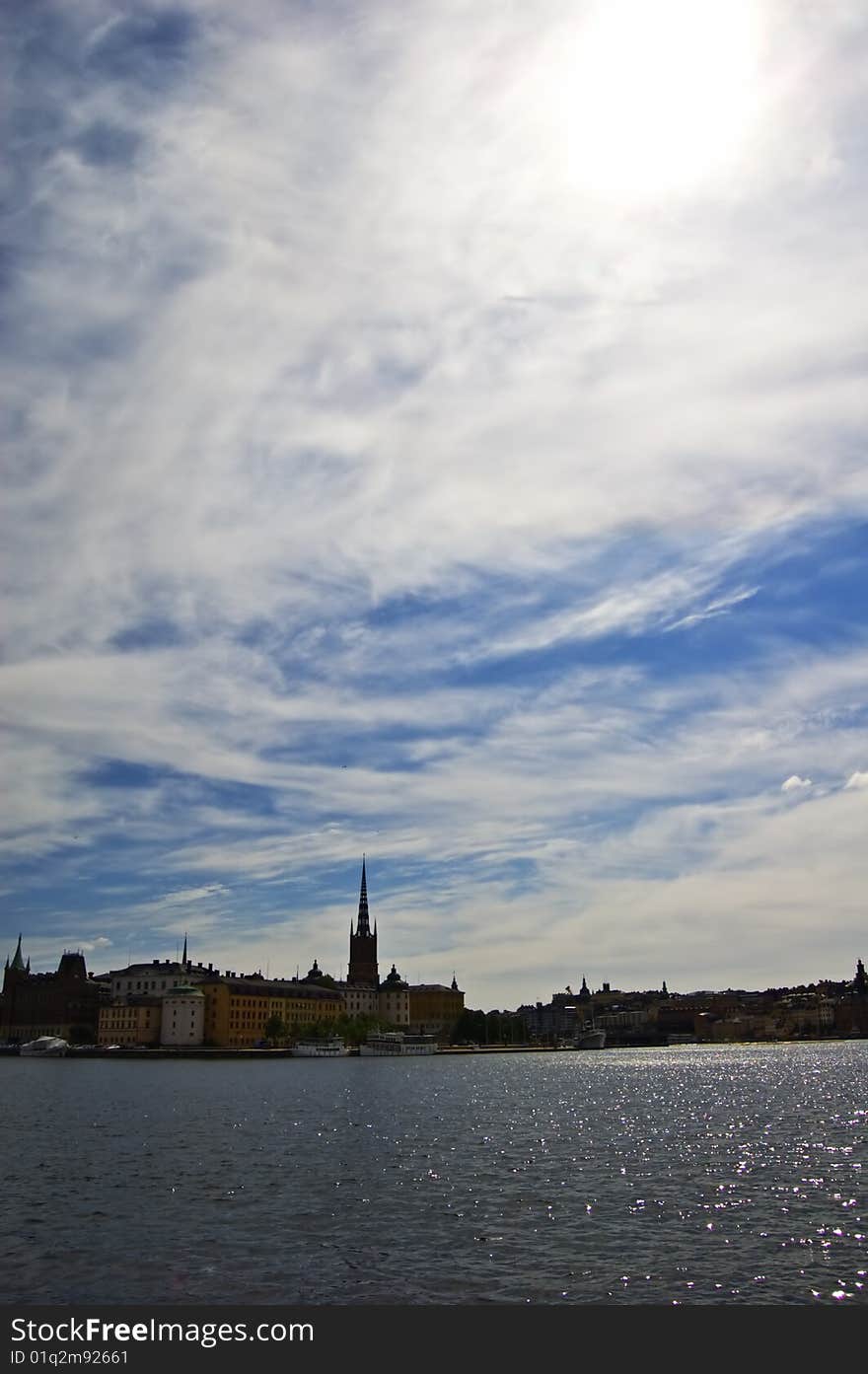 View over Stockholm city in summer day