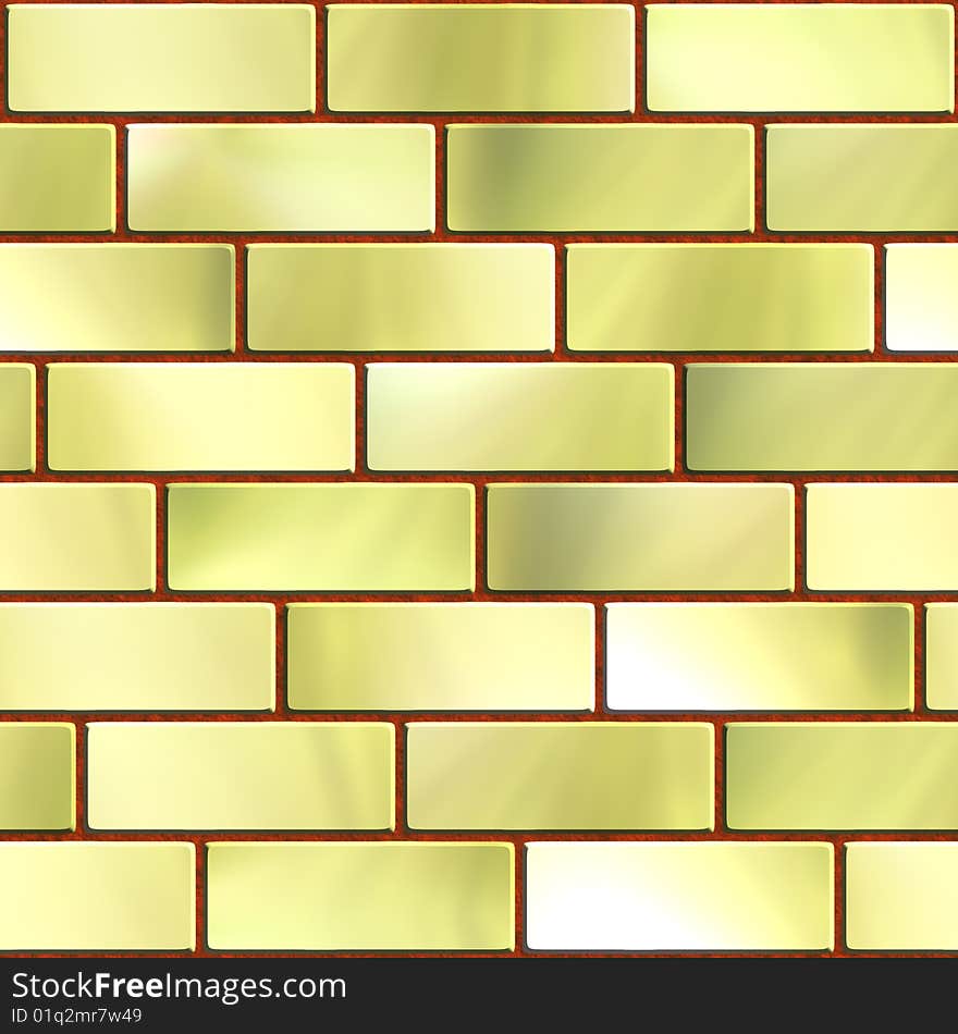 High quality computer generated texture of gold brick wall