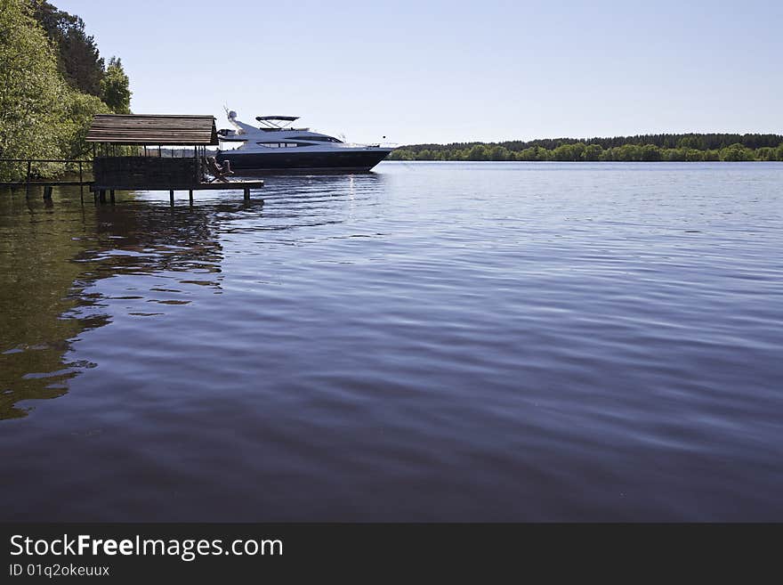 Nice yacht on the river Volga. Nice yacht on the river Volga