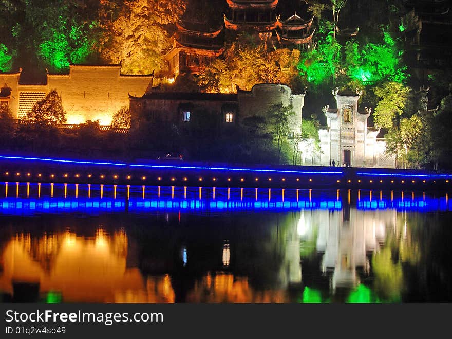 Night scene of zhenjiang Guizhou. Night scene of zhenjiang Guizhou.