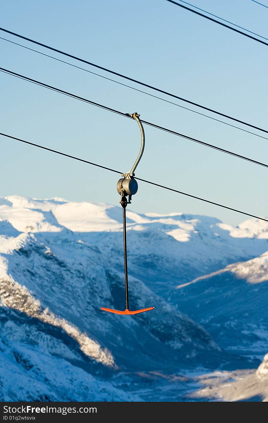 Ski-lift mountain background snow