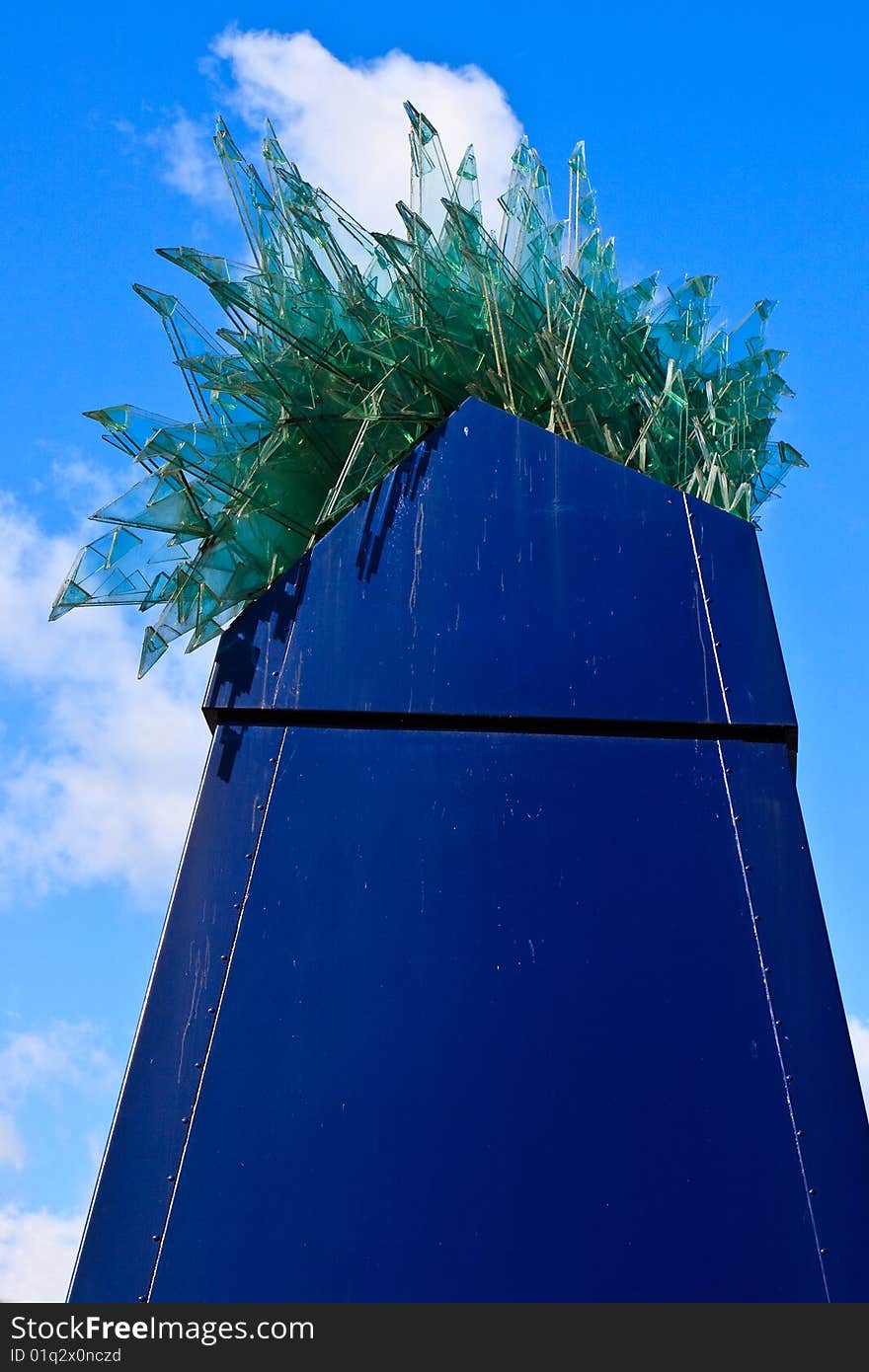 Architectual bridge on a background of a blue sky