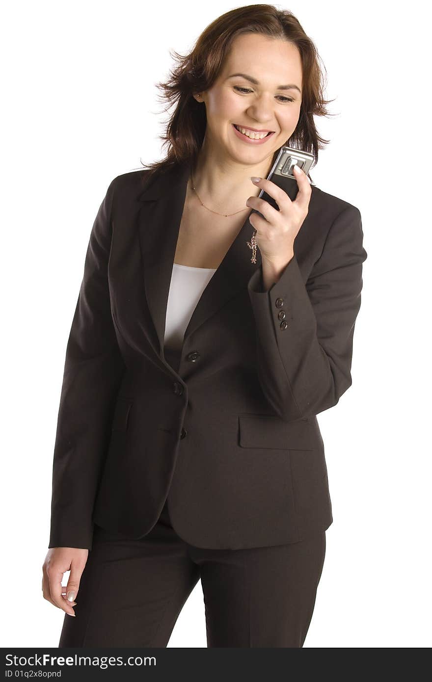 Businesswoman text messaging on mobile phone