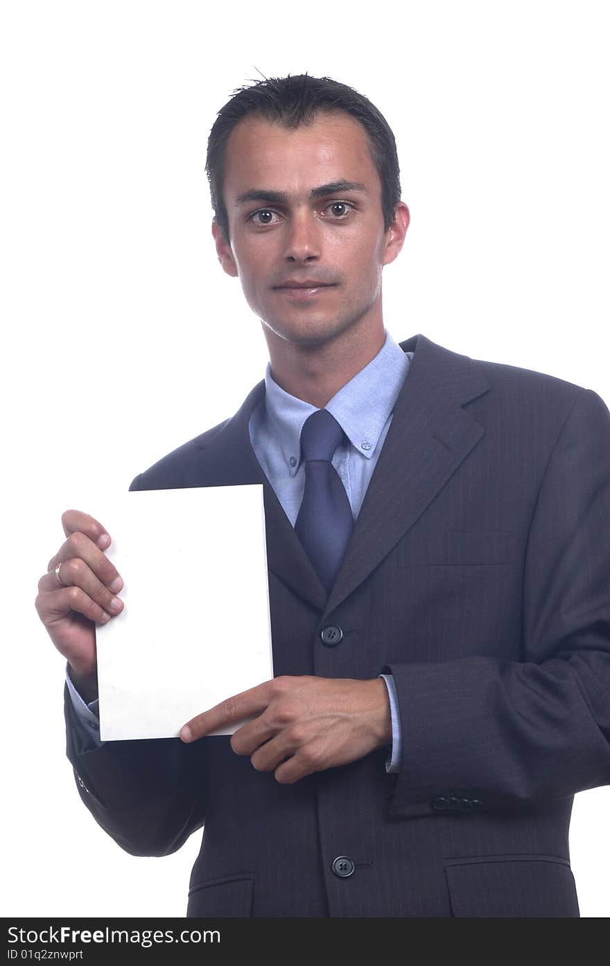 Business man with an empty white card