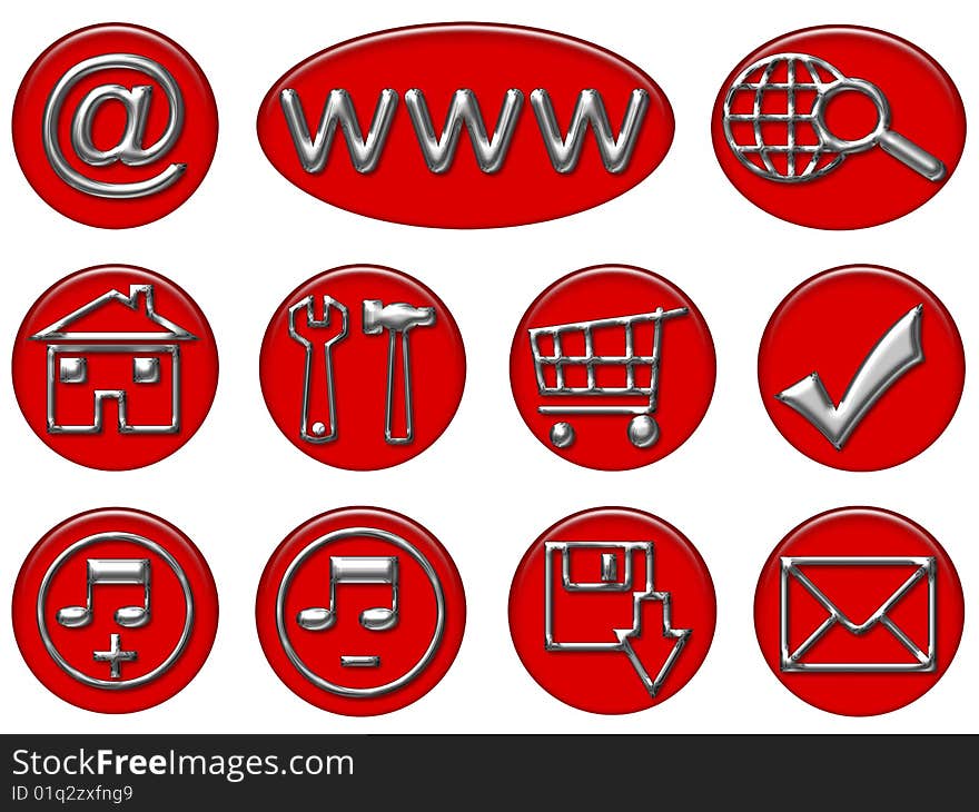 Your Red & Gray Shiny Web Button Icons Are Ready