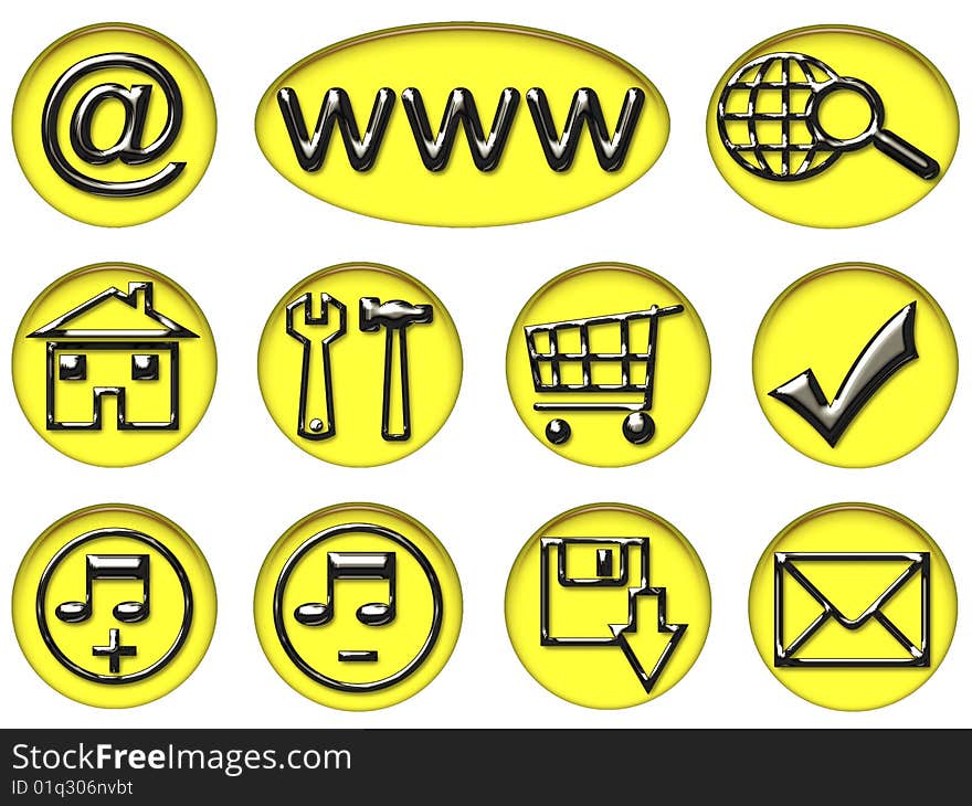 Your Yellow & Black shiny web button icons are ready...