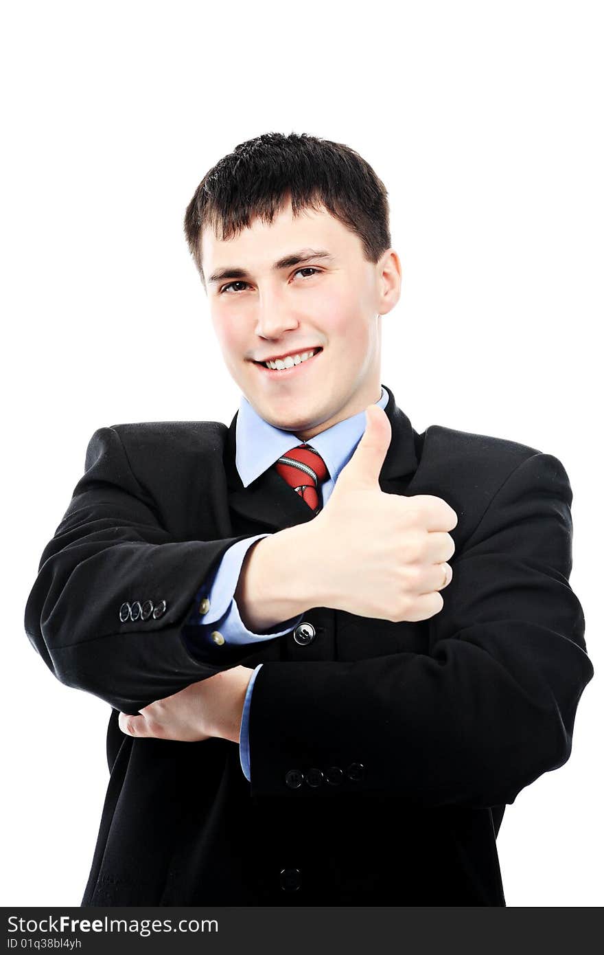 Business theme: friendly businessman in a work process. Business theme: friendly businessman in a work process.