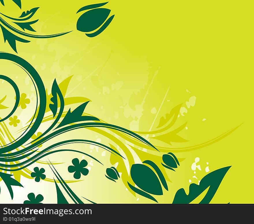 Green floral background with place for your text