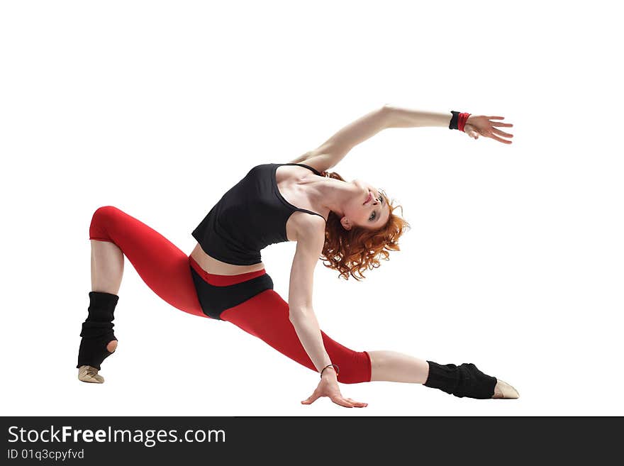 Modern style dancer posing on studio background. Modern style dancer posing on studio background