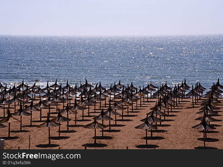 Umbrellas on a empty beach