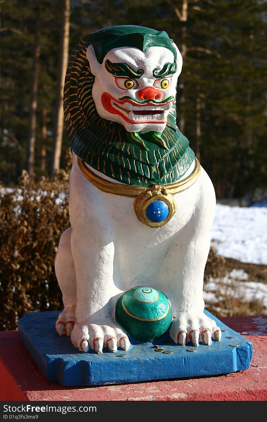 Lion a Buddhism statue