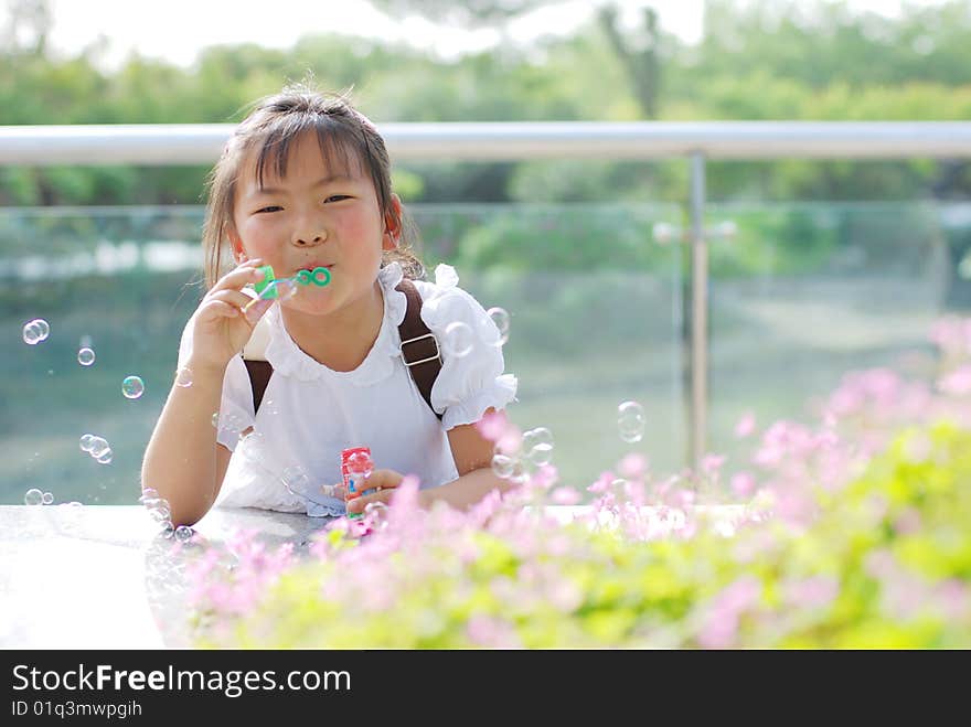 Beautiful little girl in white