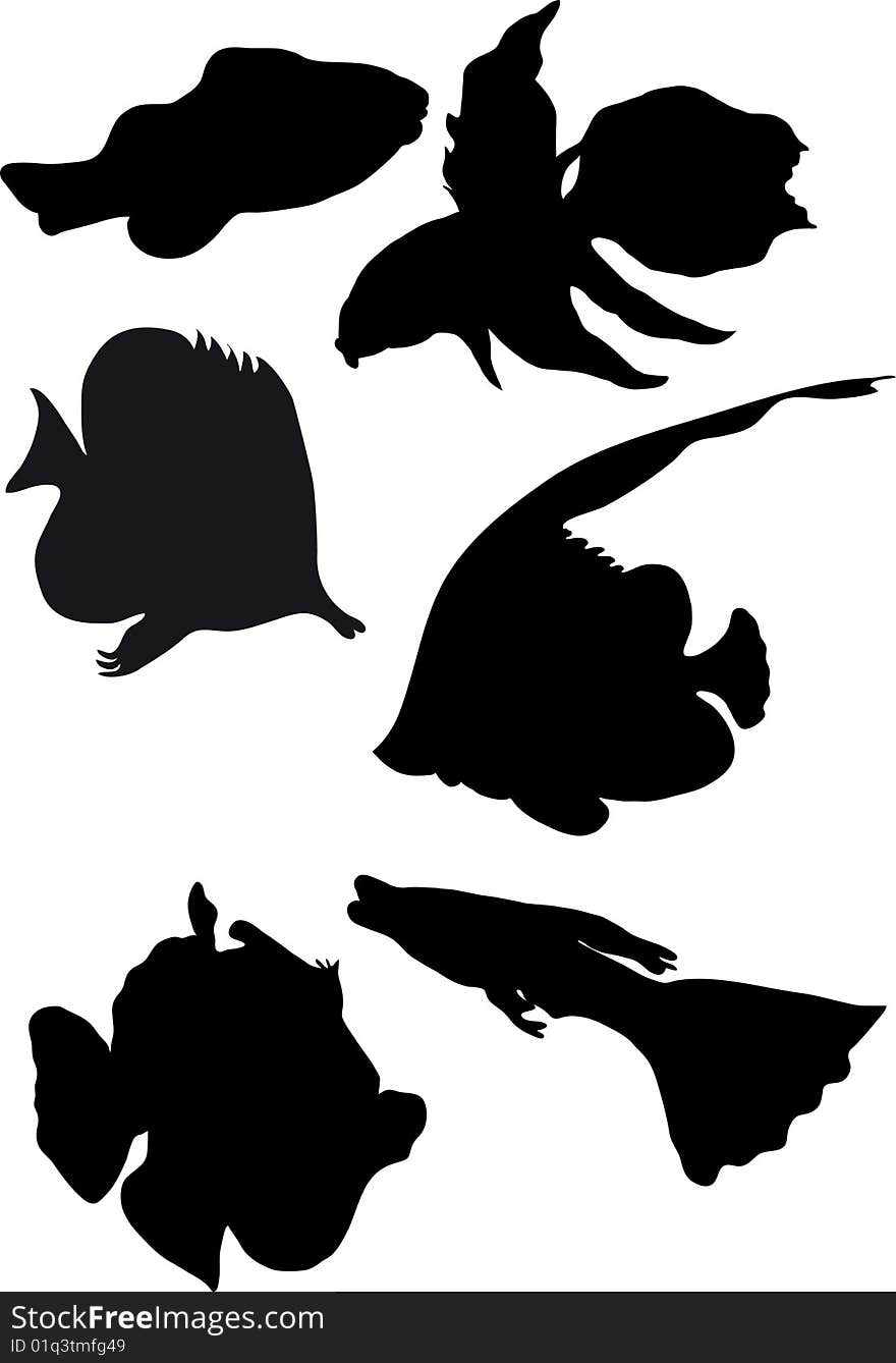 Icon fish black end white illustration