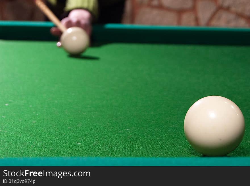 Close-up of russian billiard white ball