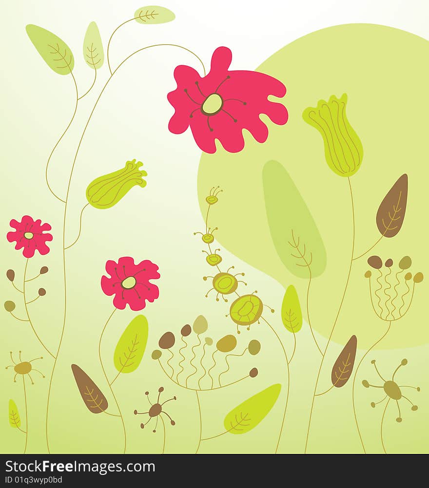 summer green organic background with flowers. summer green organic background with flowers