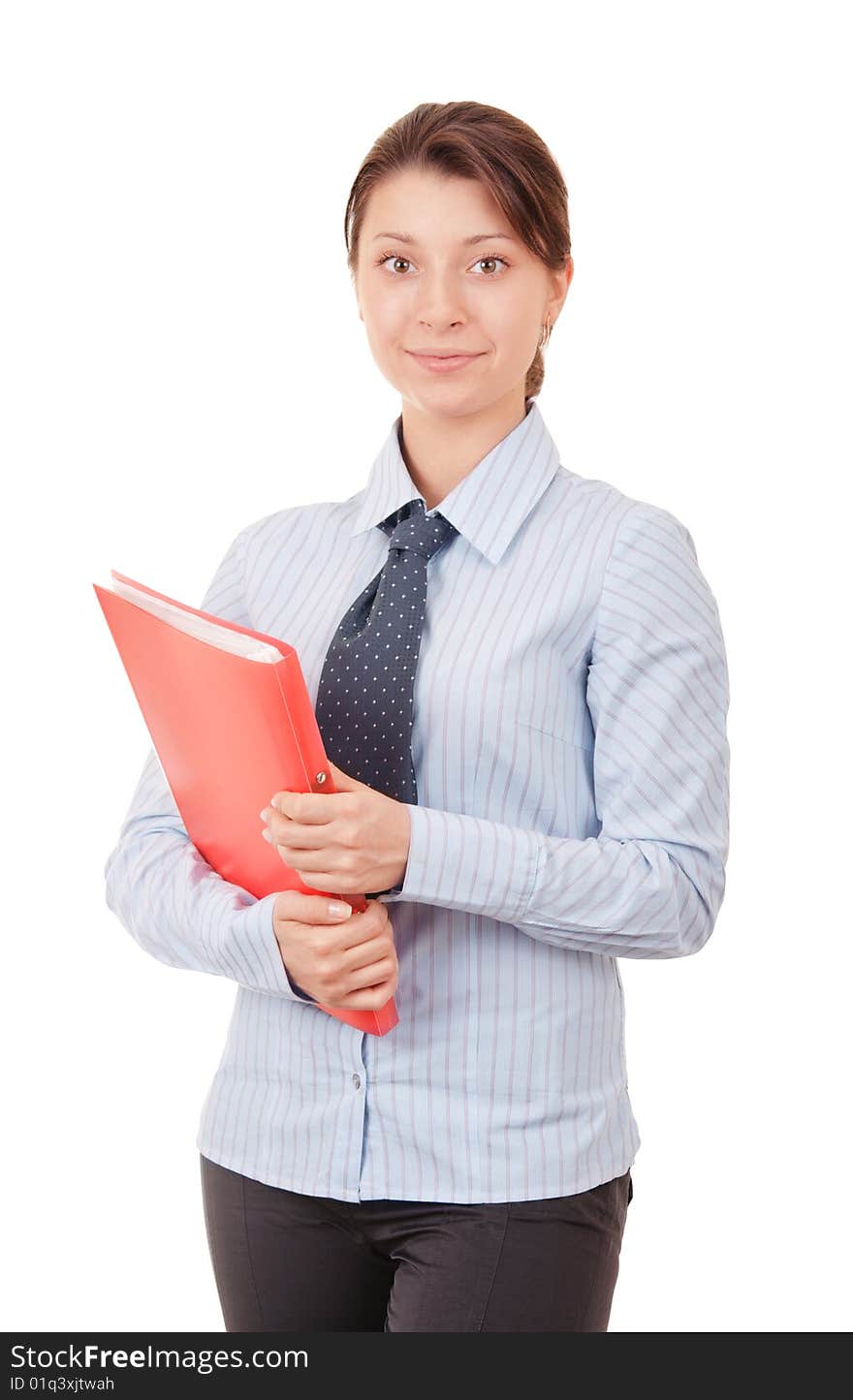 Young girl with a red file