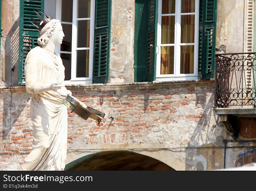 Fountain of our Lady Verona in Piazza delle Erbe in Verona, Italy. Fountain of our Lady Verona in Piazza delle Erbe in Verona, Italy