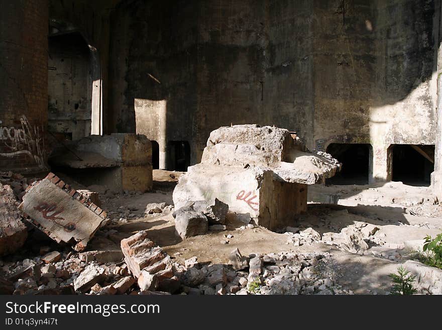 Interior of the old cement plant in Bedzin - town in Upper Silesia - industrial discrict of Poland