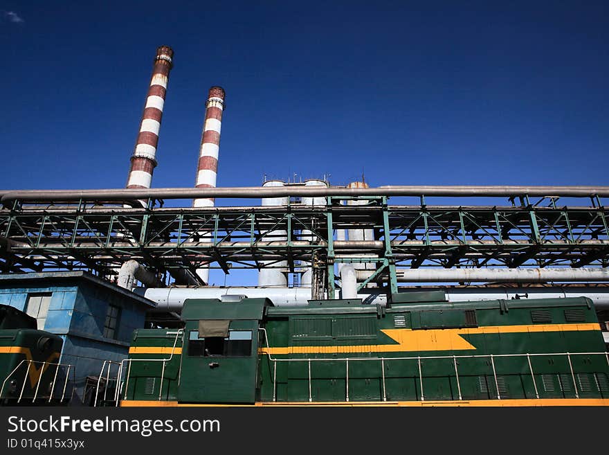 A train at Capital Iron and Steel Plant in Beijing,China,Asia. A train at Capital Iron and Steel Plant in Beijing,China,Asia.