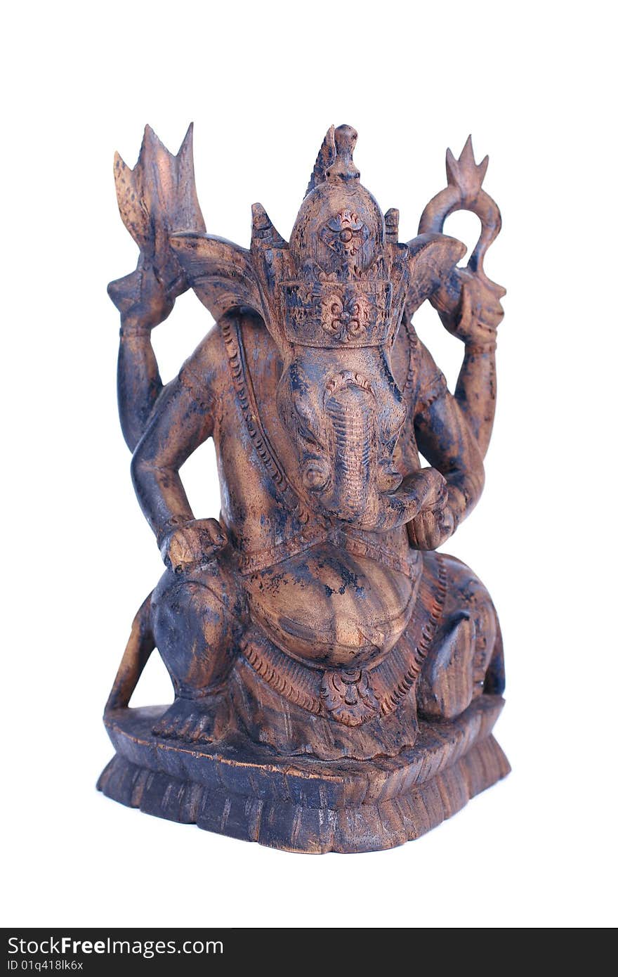 Wooden Statuette Of Hindu God Ganesh