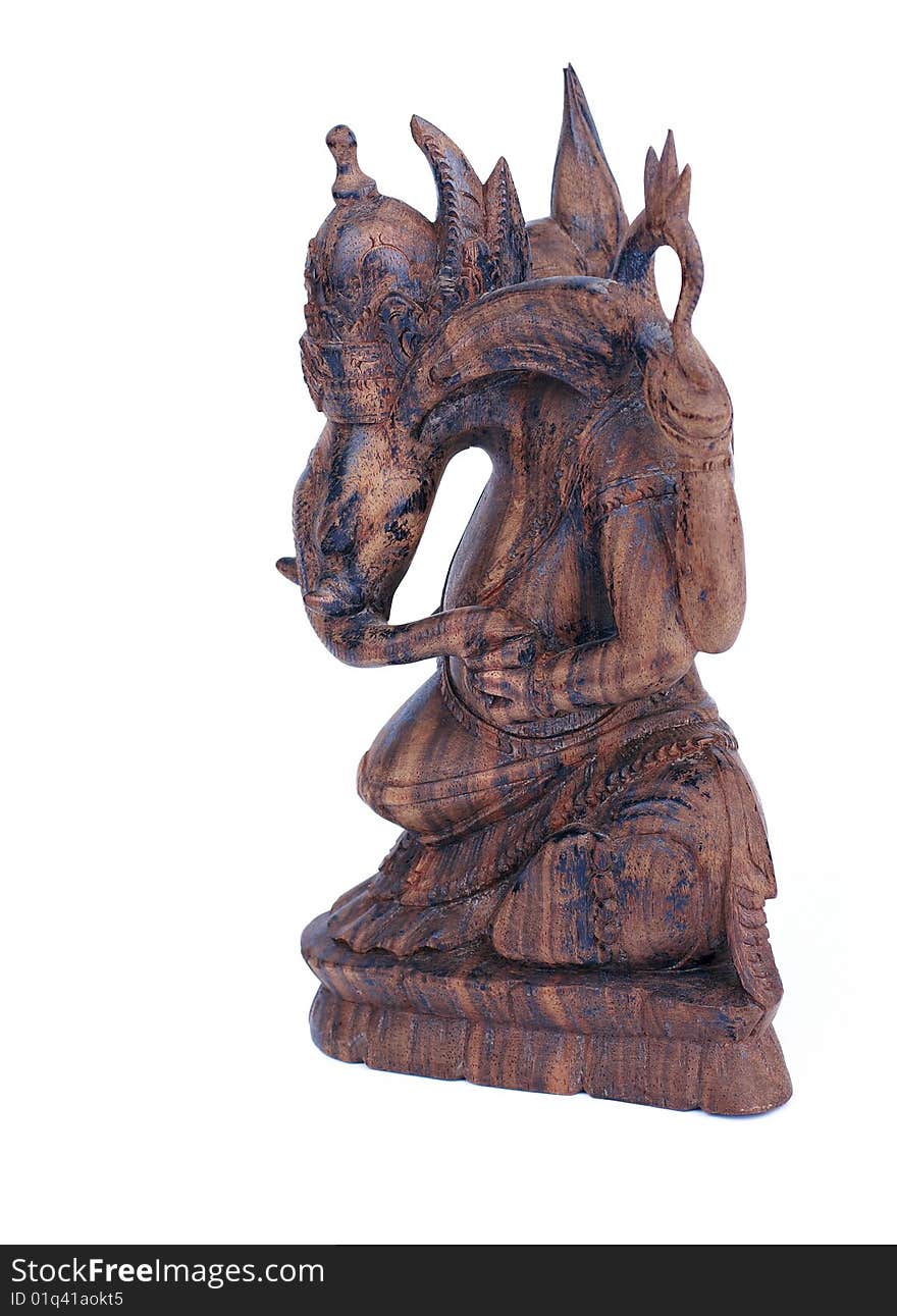 Wooden Statuette Of Hindu God Ganesh