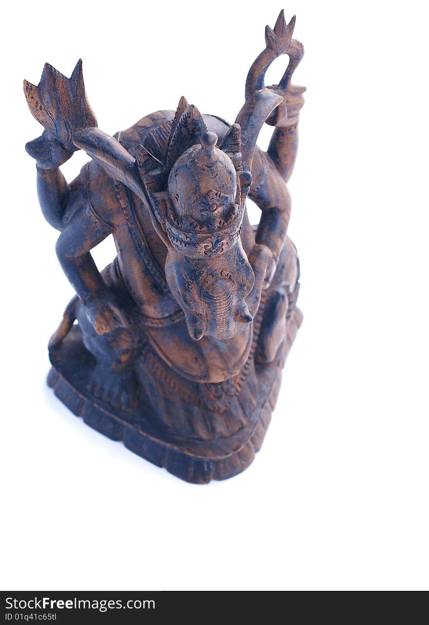 Wooden Statuette Of Hindu God Ganesh