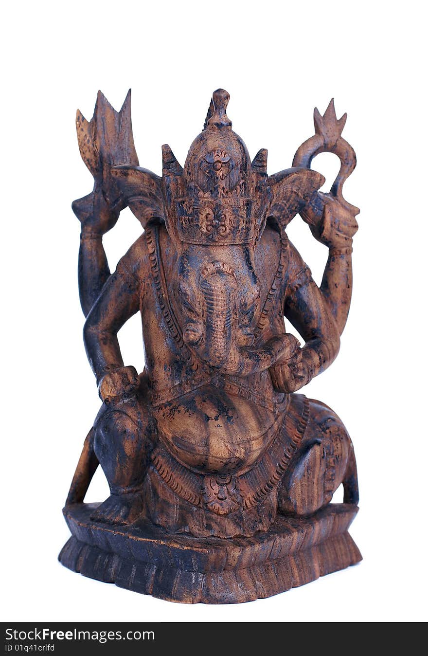 Wooden statuette of hindu god ganesh