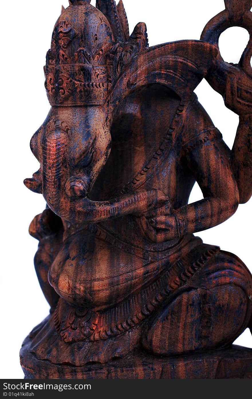 Wooden statuette of god ganesh