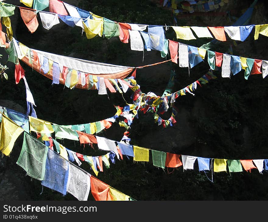 Prayer Flags On Black