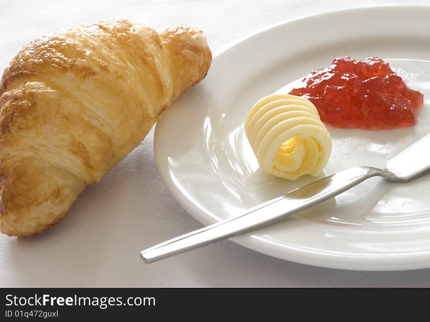 Croissant With Butter And Jam