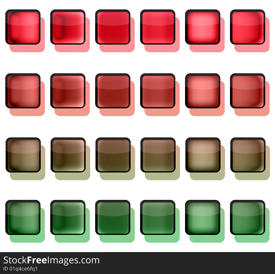 Red and green button squares