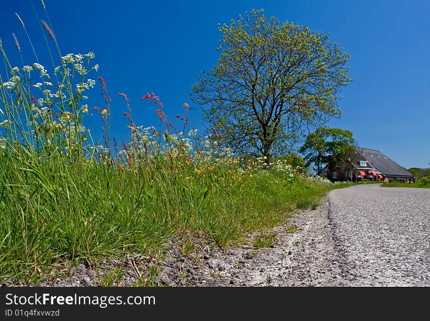 Countryside with farmer and meadows