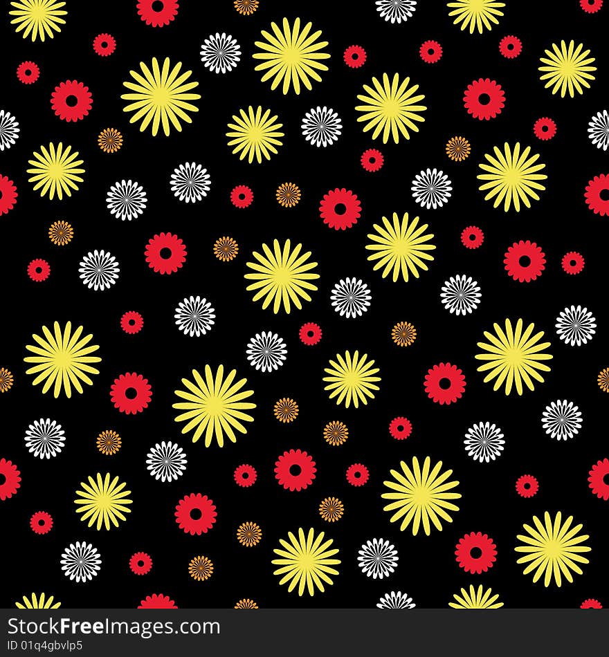 Seamless floral abstract vector background black. Seamless floral abstract vector background black