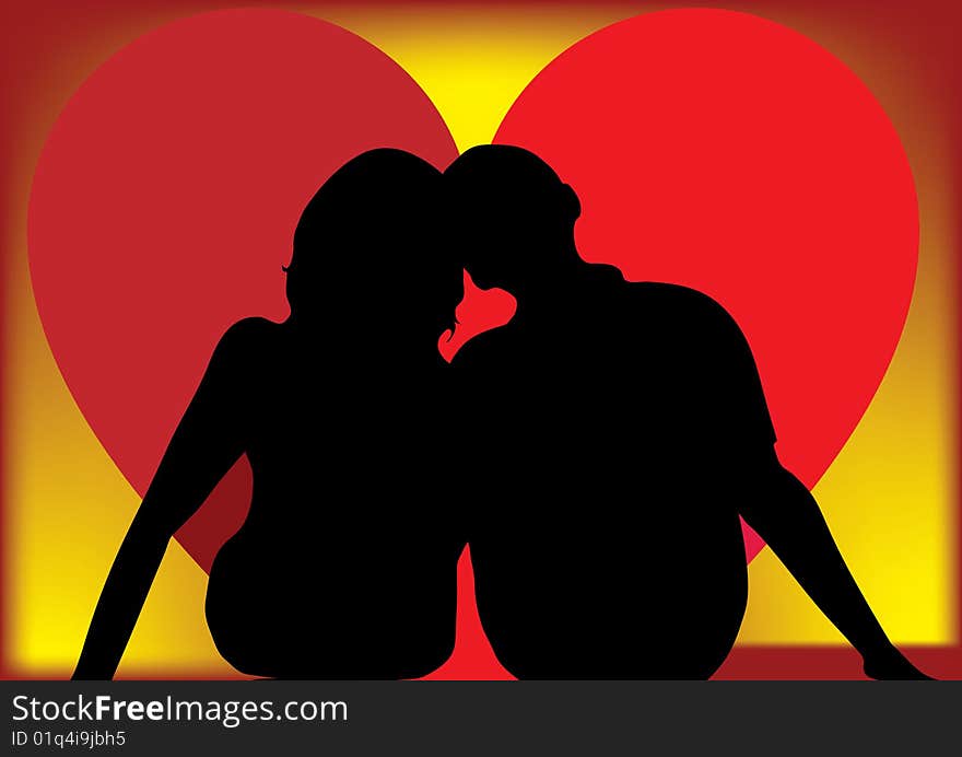 Man and woman front of heart