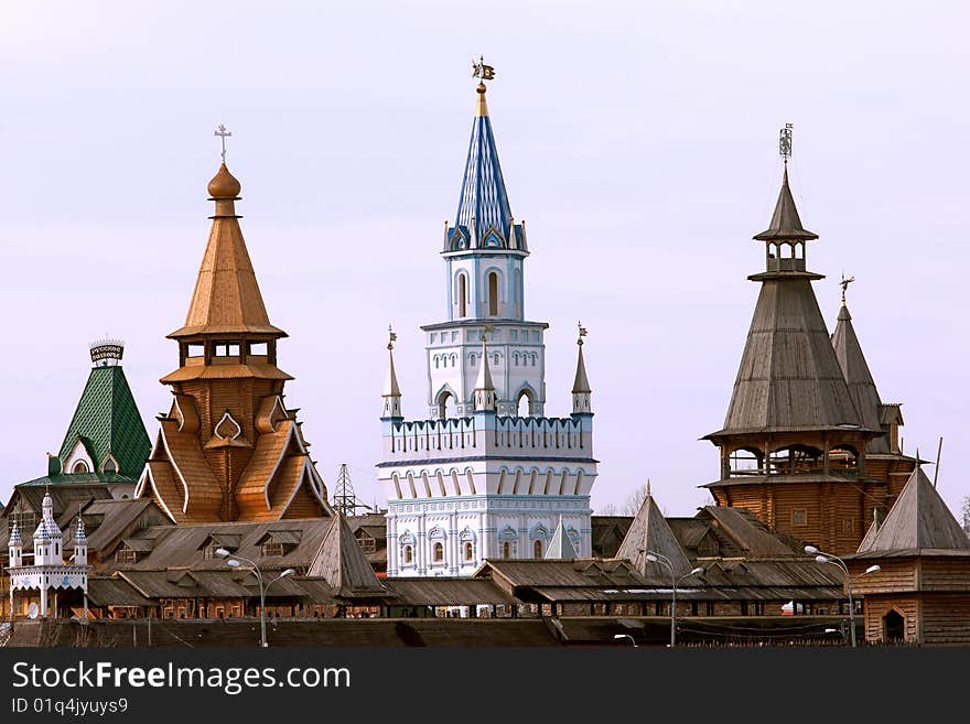 Decorated towers in Kremlin in Izmailovo, Moscow, Russia. Decorated towers in Kremlin in Izmailovo, Moscow, Russia