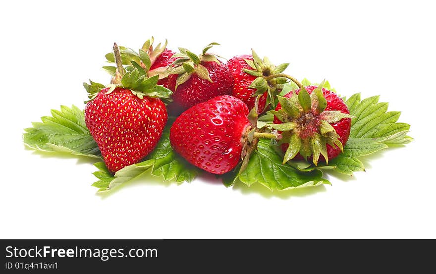 Red ripe strawberry isolated on white background