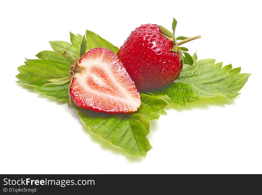 Red ripe strawberry isolated on white background