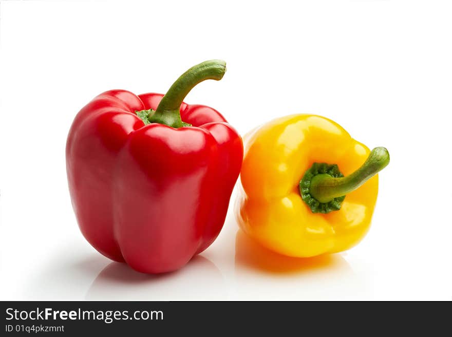 Peppers on white