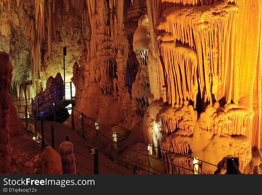 Stalactite and stalagmite cave