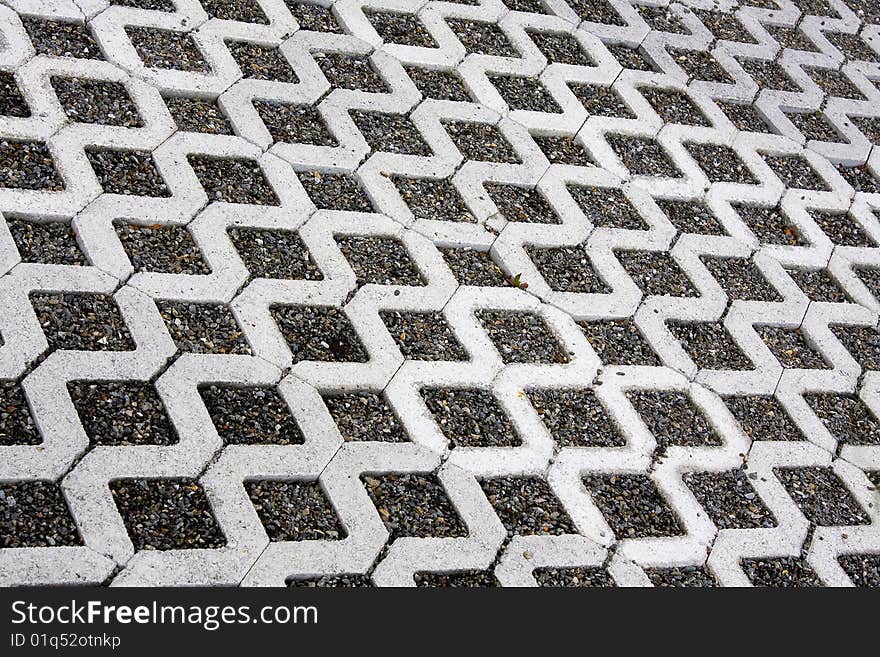 Square floor tiles in mortar